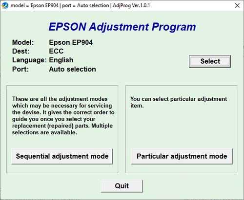 Descargar programa de ajuste del reseteador Epson Stylus EP-904
