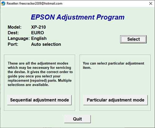 Descargar programa de ajuste del reseteador Epson XP-210