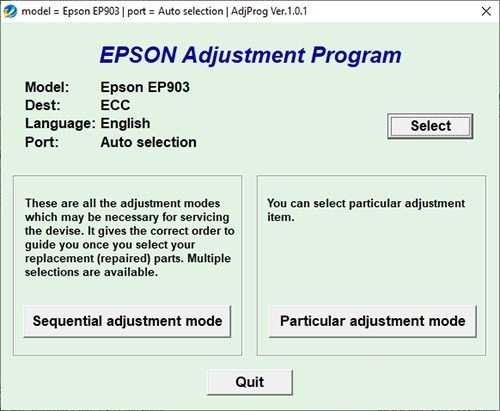 Descargarprograma de ajuste del reseteador Epson Stylus EP-903