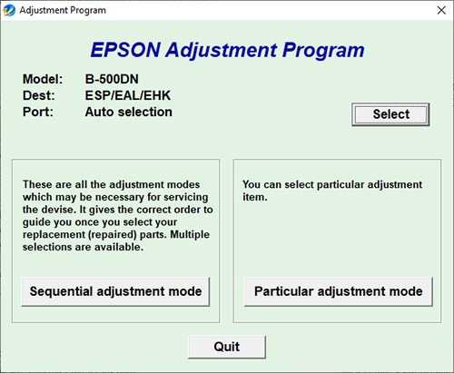 Resetear impresora Epson B-500DN