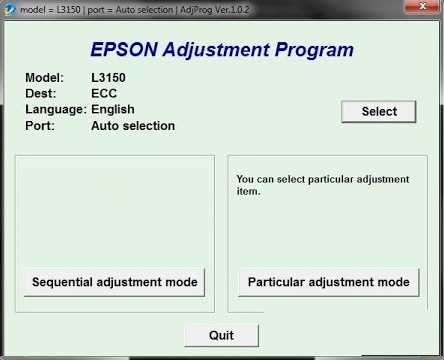 Programa de reinicio de la Epson L3150