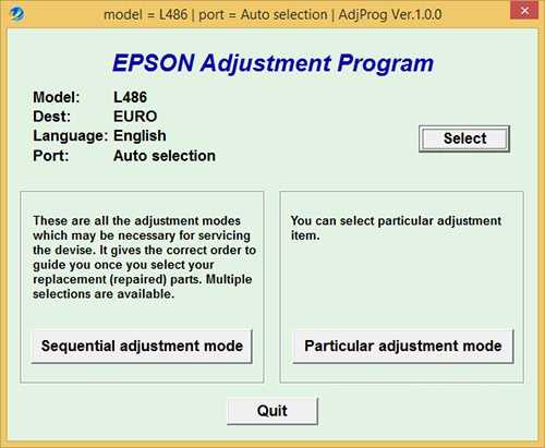 Programa de reinicio de la Epson L486